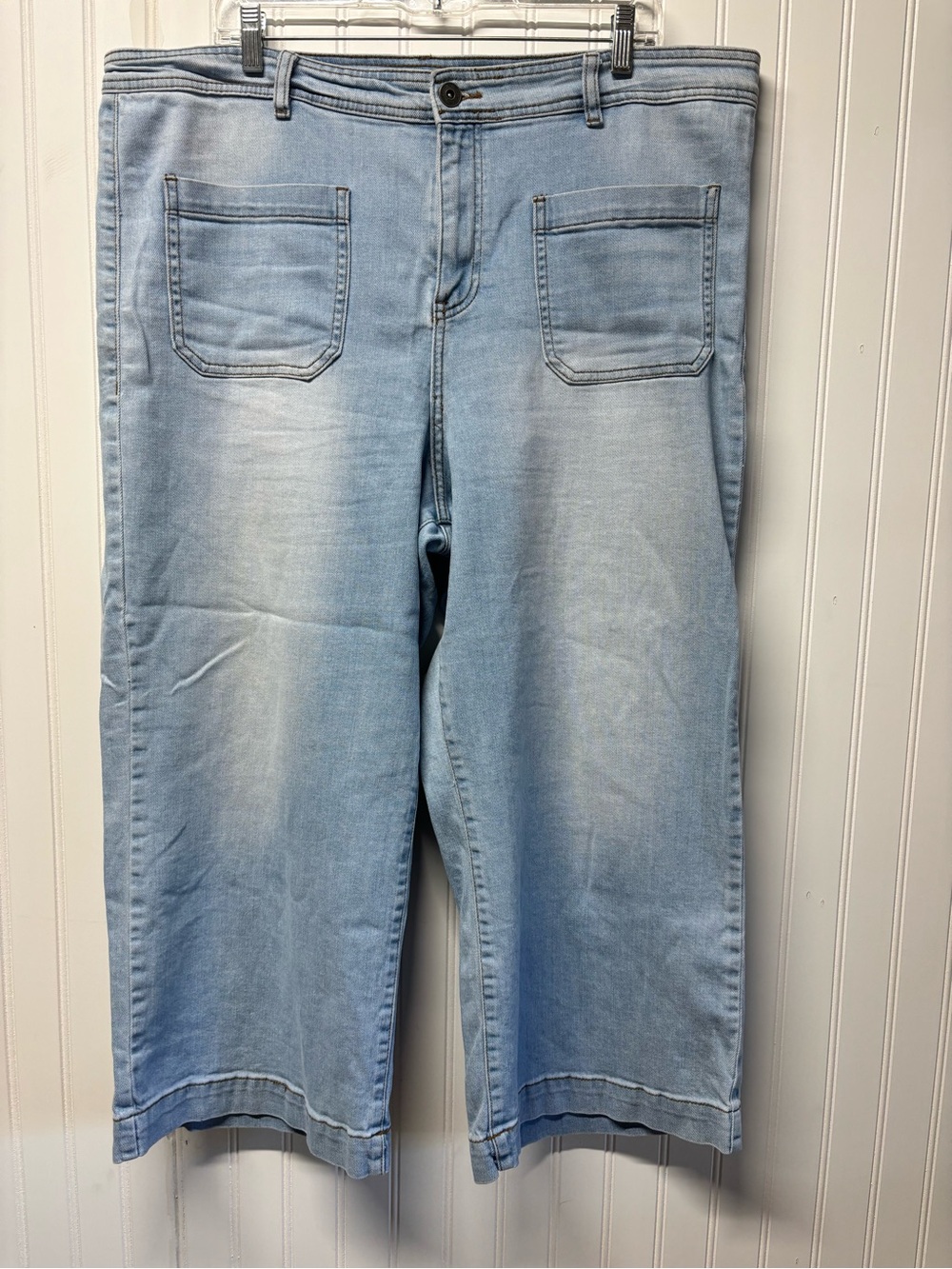 Matilda Jane Light Wash Denim Wide Leg Cropped High Waist Jeans Size 18